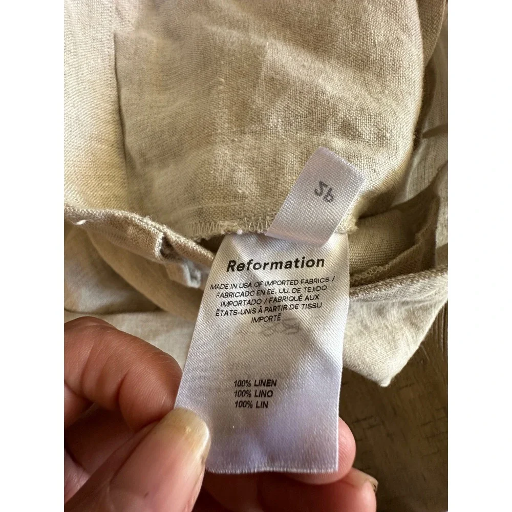 Reformation Mason Linen Pants in 100% Linen Oatmeal - Size 2P Petite